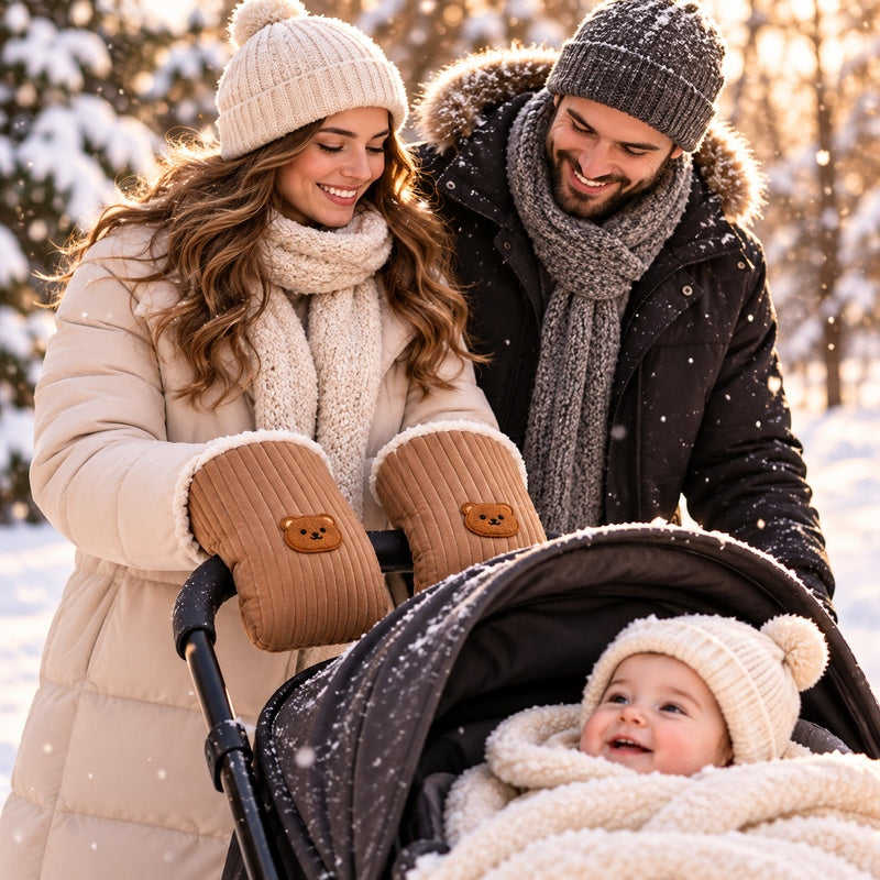Thickened Fleece Warm Baby Stroller Gloves