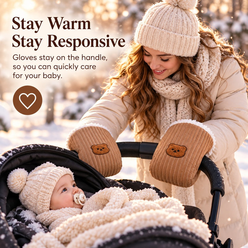 Thickened Fleece Warm Baby Stroller Gloves