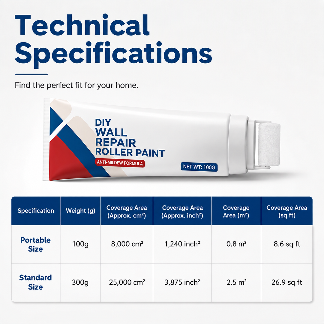 🔥PROMO 50%! Waterproof wall repair paste 🧱 With built-in roller, easy repair without extra tools ✨🖌️