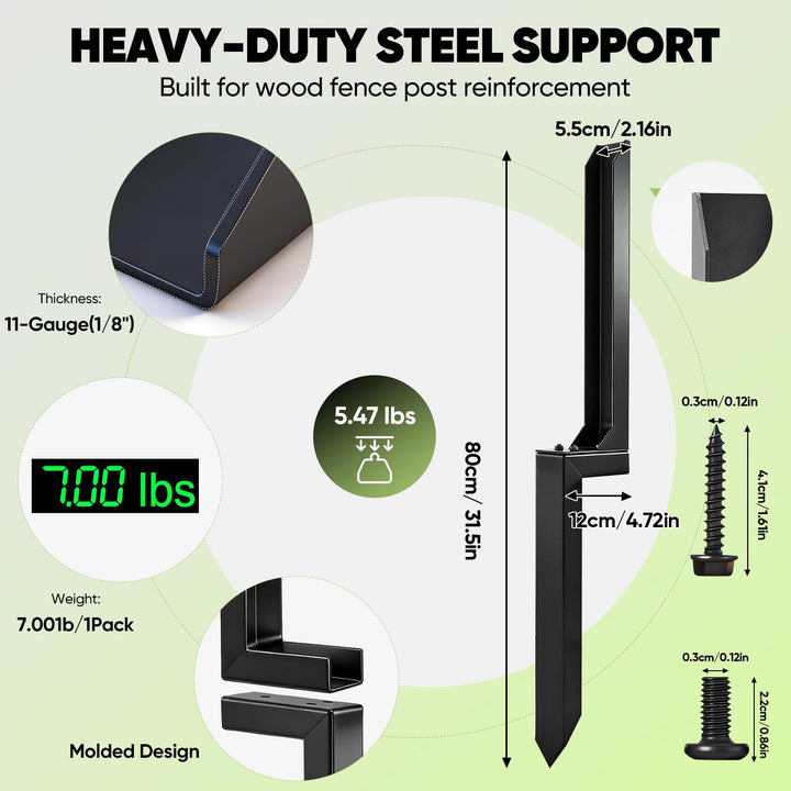Fence Post Repair Kit-Heavy-Duty H-Shaped Metal Stakes