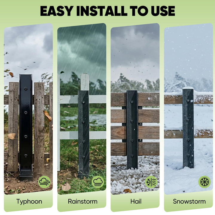 Fence Post Repair Kit-Heavy-Duty H-Shaped Metal Stakes