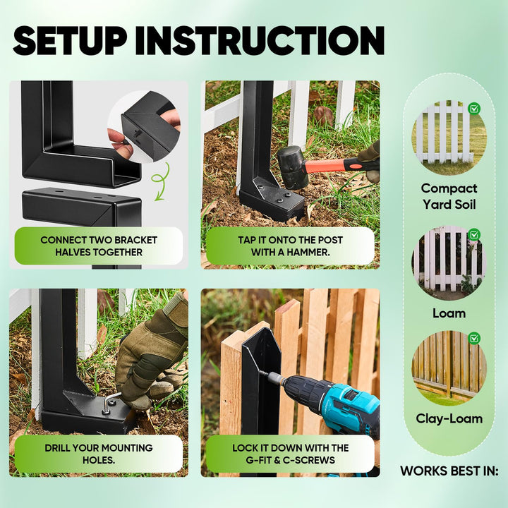 Fence Post Repair Kit-Heavy-Duty H-Shaped Metal Stakes