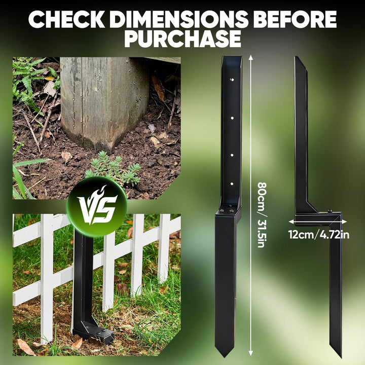 Fence Post Repair Kit-Heavy-Duty H-Shaped Metal Stakes
