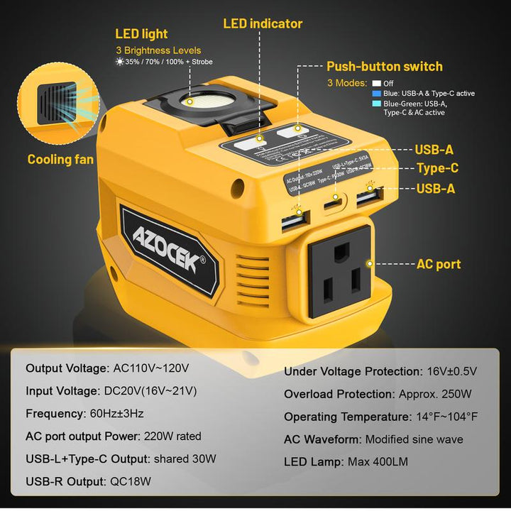 🔋 Portable Power Inverter for Tool Batteries