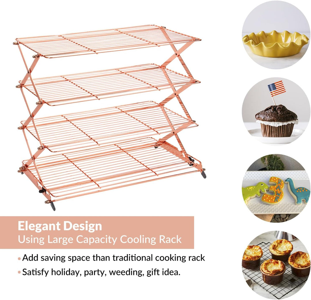🍪 3/4-Tier Collapsible Cooling Rack – Expand to Bake, Collapse to Save Space!