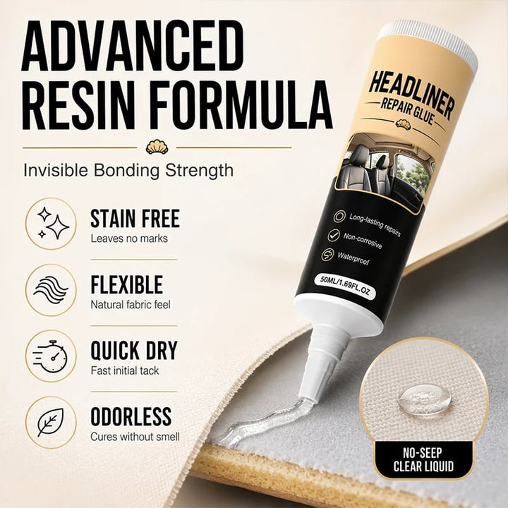 🎉49K+ Sold 🚗 Waterproof Car Headliner Repair Glue, High Strength Adhesive for Sagging Car Ceiling & Interior