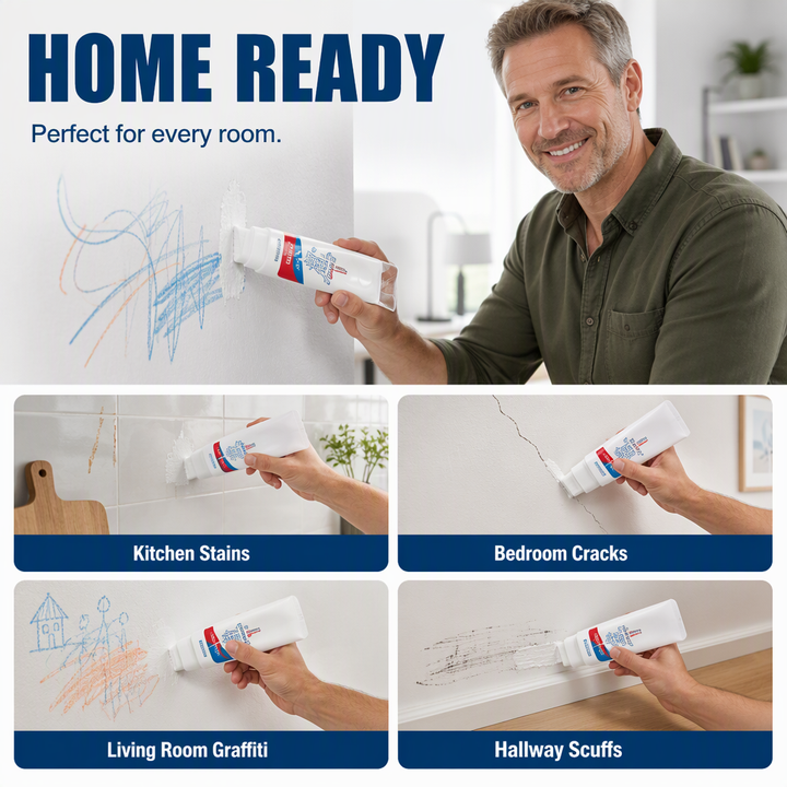 🔥PROMO 50%! Waterproof wall repair paste 🧱 With built-in roller, easy repair without extra tools ✨🖌️