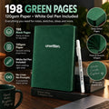 Deep Green Blank Notebook with White Gel Pen | Aesthetic Writing & Sketch Journal