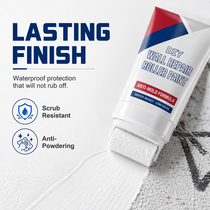 🔥PROMO 50%! Waterproof wall repair paste 🧱 With built-in roller, easy repair without extra tools ✨🖌️