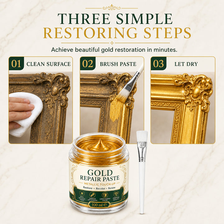 Gold Metallic Refinishing Repair Paste with Brush