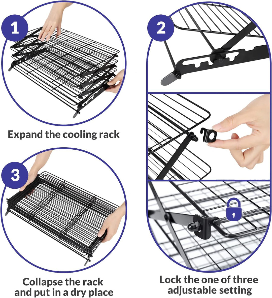 🍪 3/4-Tier Collapsible Cooling Rack – Expand to Bake, Collapse to Save Space!