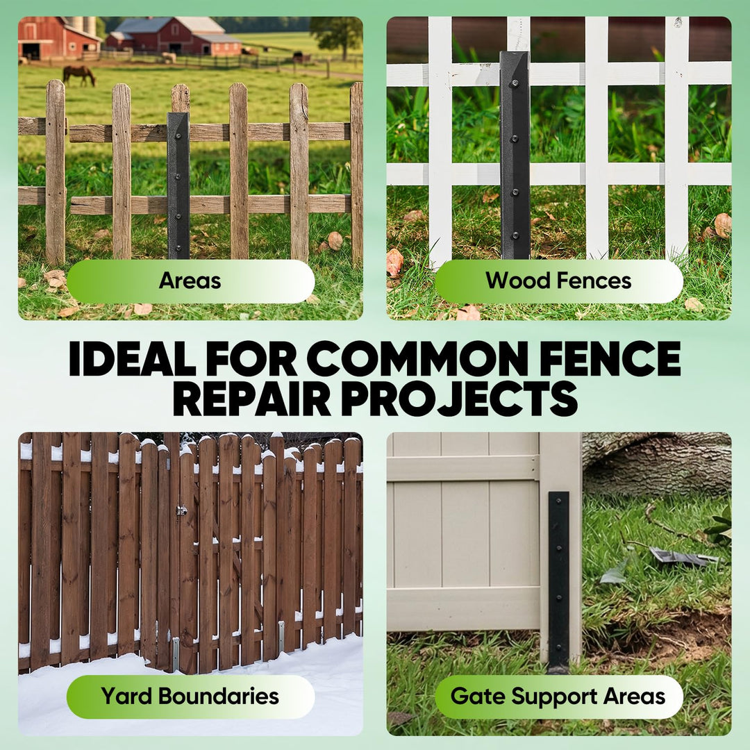 Fence Post Repair Kit-Heavy-Duty H-Shaped Metal Stakes