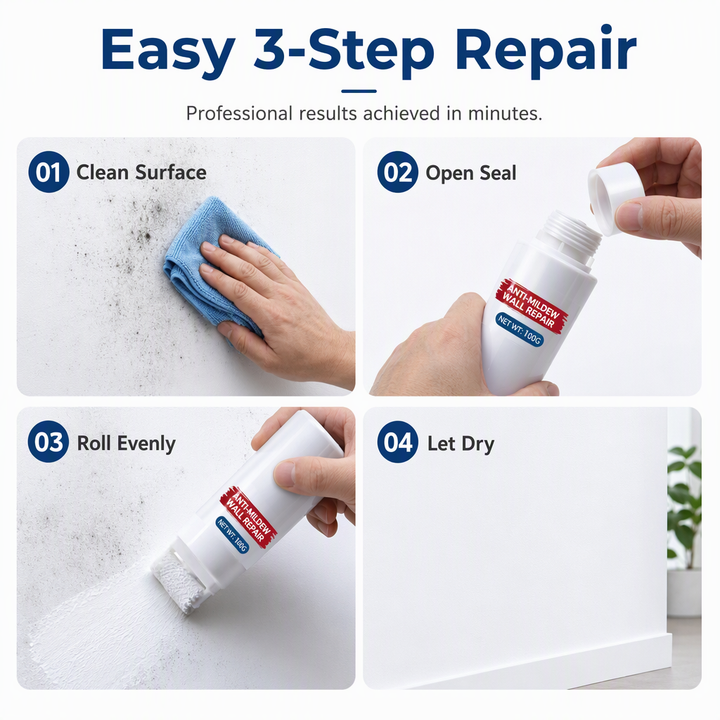 🔥PROMO 50%! Waterproof wall repair paste 🧱 With built-in roller, easy repair without extra tools ✨🖌️