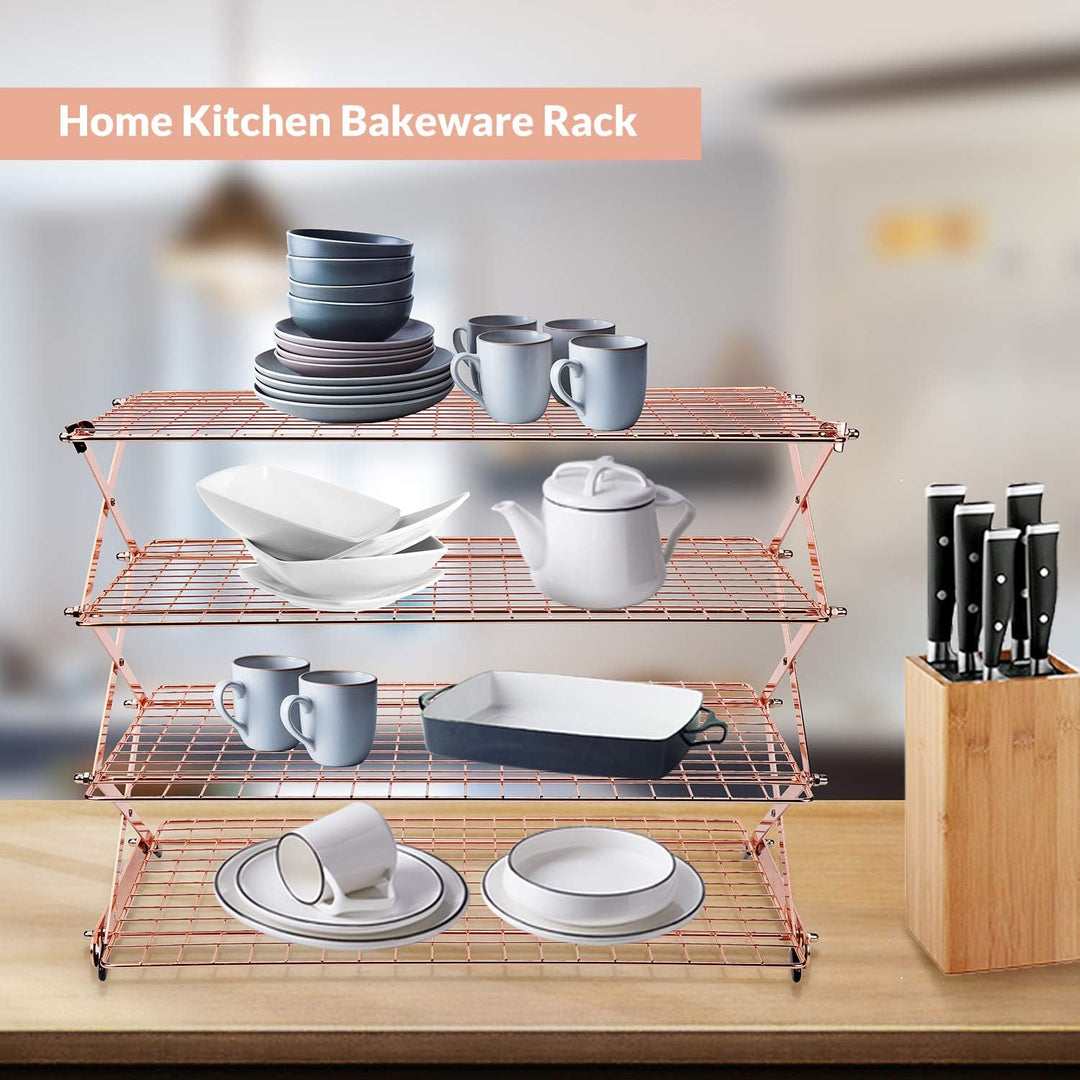 🍪 3/4-Tier Collapsible Cooling Rack – Expand to Bake, Collapse to Save Space!