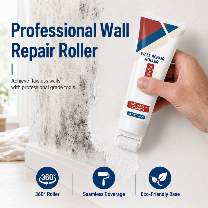 🔥PROMO 50%! Waterproof wall repair paste 🧱 With built-in roller, easy repair without extra tools ✨🖌️