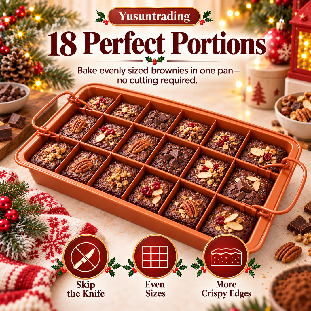 🍫 18-Cut Brownie Pan – Nonstick Divider Tray with Removable Bottom ✨