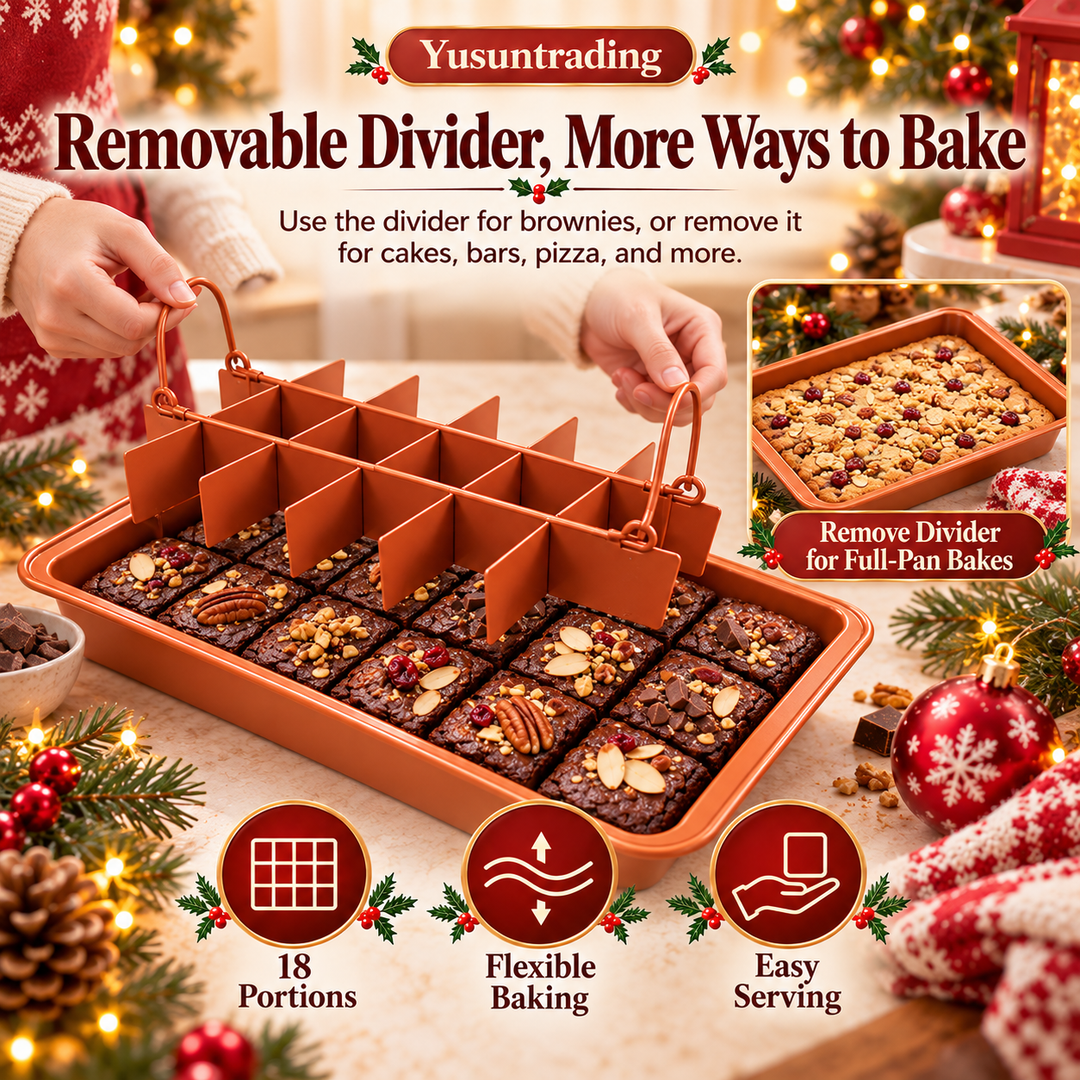 🍫 18-Cut Brownie Pan – Nonstick Divider Tray with Removable Bottom ✨