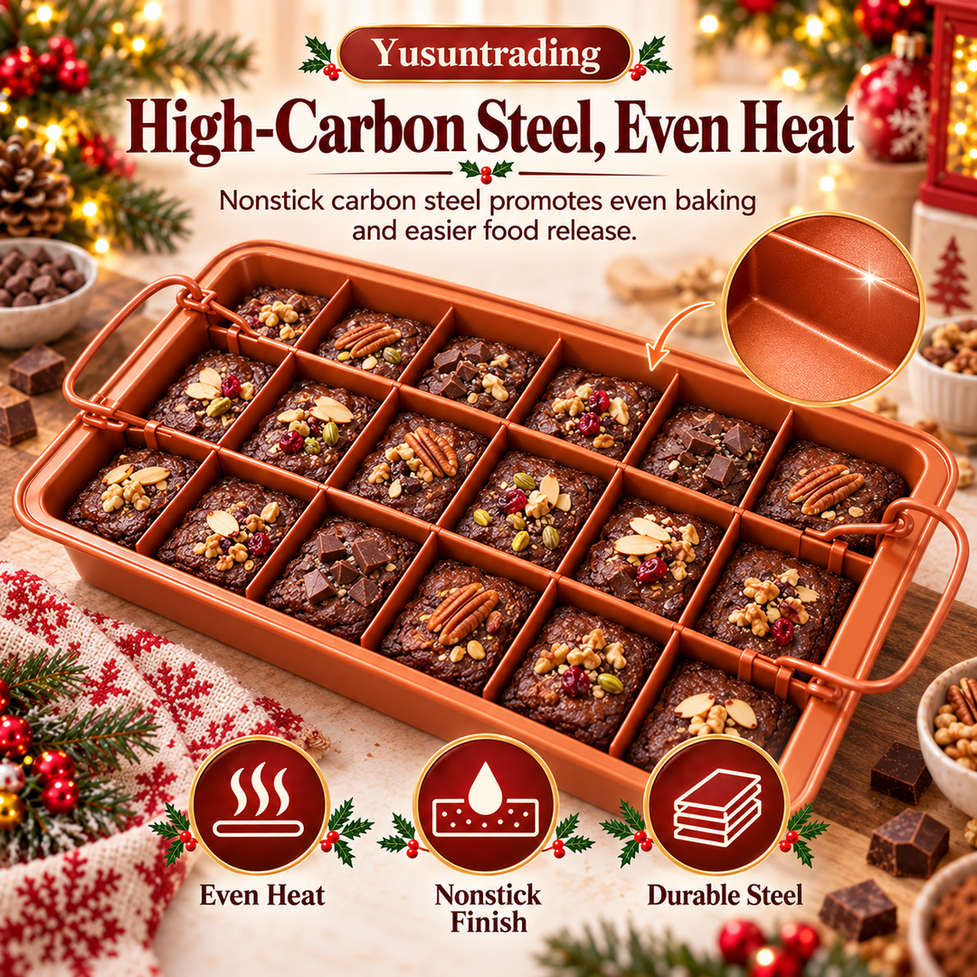 🍫 18-Cut Brownie Pan – Nonstick Divider Tray with Removable Bottom ✨