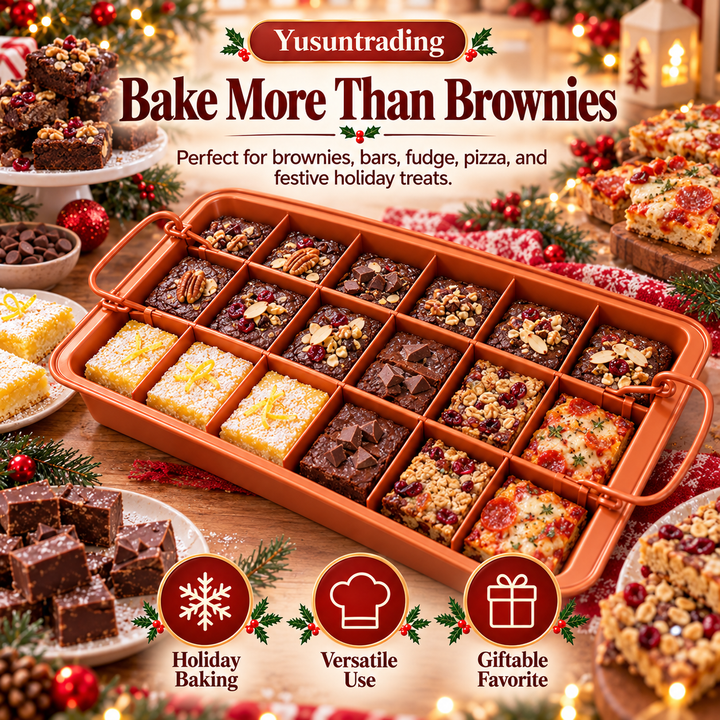 🍫 18-Cut Brownie Pan – Nonstick Divider Tray with Removable Bottom ✨