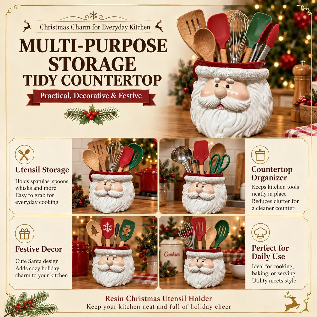 Christmas Santa Utensil Holder – Festive Countertop Organizer