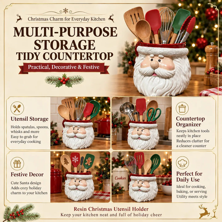 Christmas Santa Utensil Holder – Festive Countertop Organizer