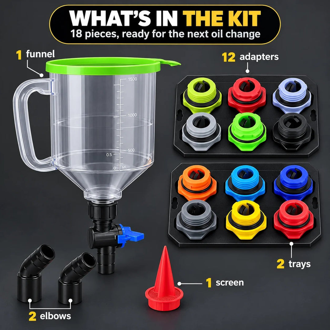 🔥HOT SALE🔥🔧 18-Piece Engine Oil Funnel Kit – Cleaner, Controlled Oil ...