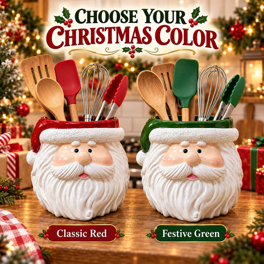 Christmas Santa Utensil Holder – Festive Countertop Organizer