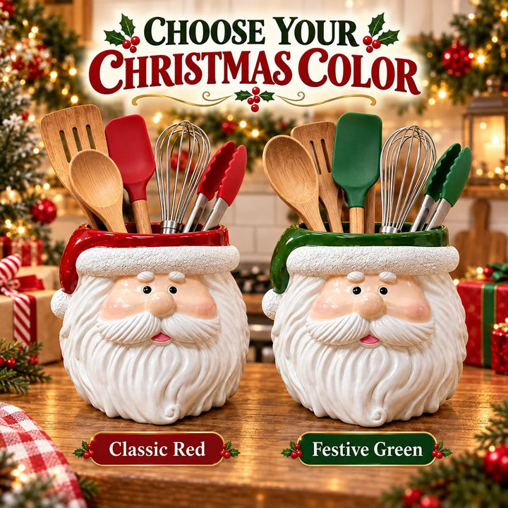 Christmas Santa Utensil Holder – Festive Countertop Organizer