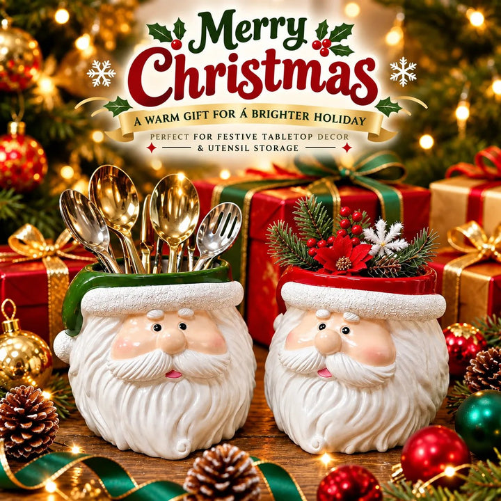 Christmas Santa Utensil Holder – Festive Countertop Organizer