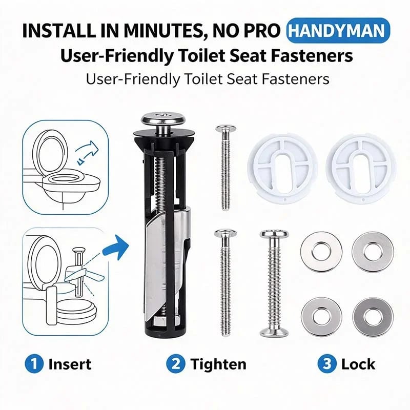 Universal Toilet Seat Bolt Kit Screws Quick Release Easy Install Toilet Seat Replacement Parts🚽