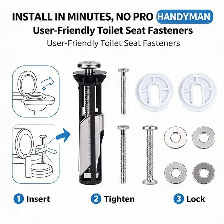 Universal Toilet Seat Bolt Kit Screws Quick Release Easy Install Toilet Seat Replacement Parts🚽
