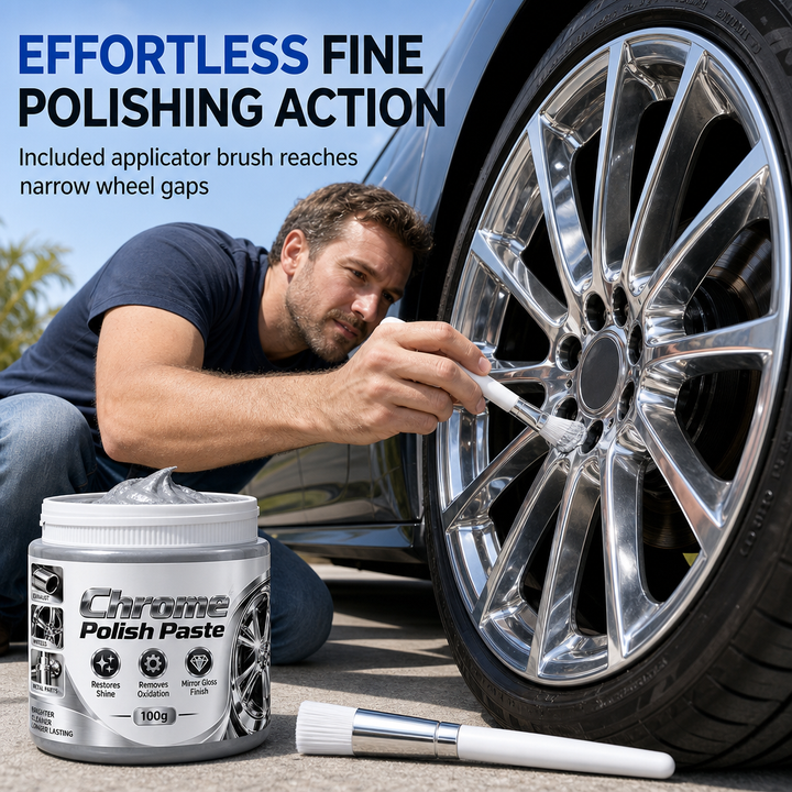 Metal Chrome Polish & Restorer Paste with Brush