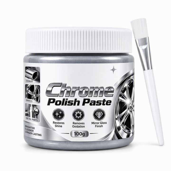 Metal Chrome Polish & Restorer Paste with Brush