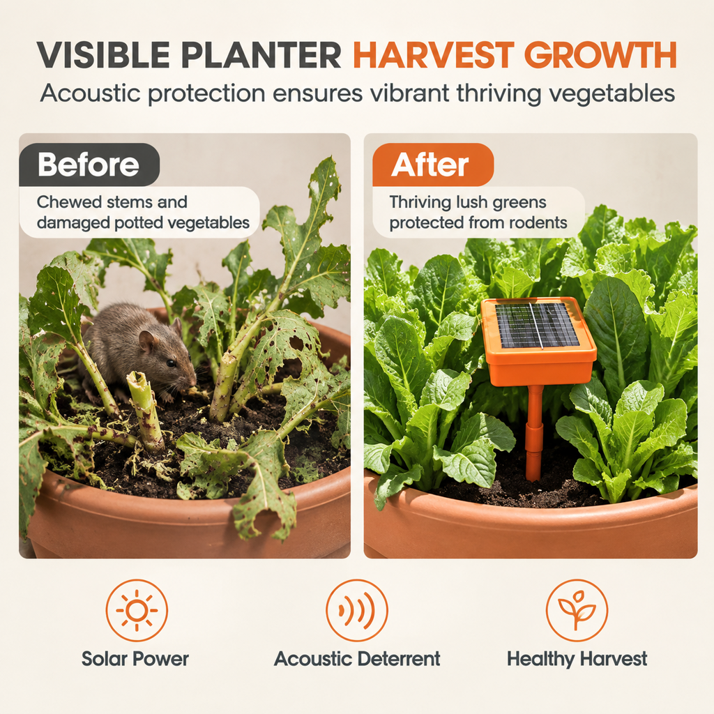 Solar-Powered Garden Rodent Deterrent – Cat Sound Device